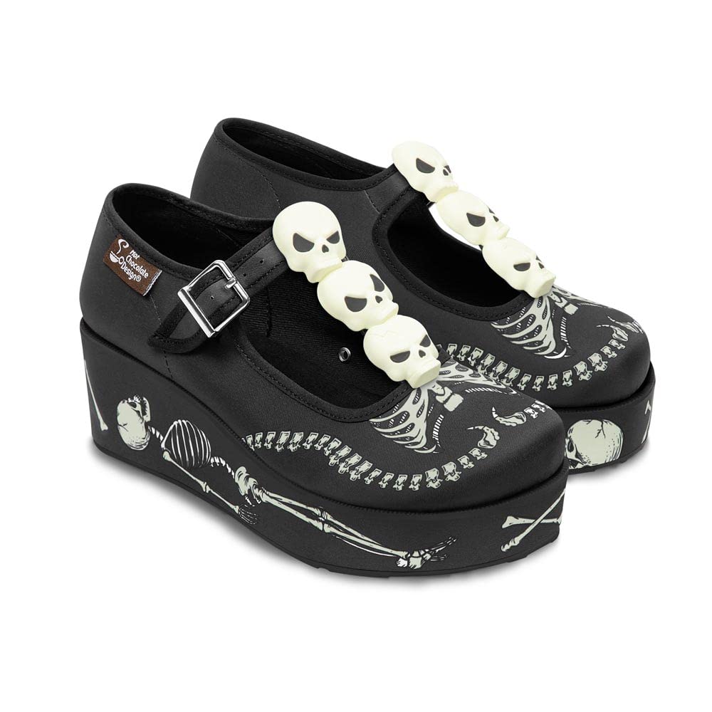 Hot Chocolate Design Chocolaticas Skeletons Under Your Bed Women's Mary Jane Platform Multicoloured HCD 39