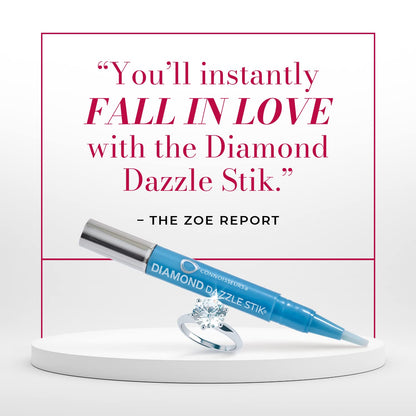CONNOISSEURS Diamond Dazzle Stik for Rings, Earrings, and Bracelets - Portable Jewelry Cleaner Solution Pen - Reduces Scratches and Removes Dirt