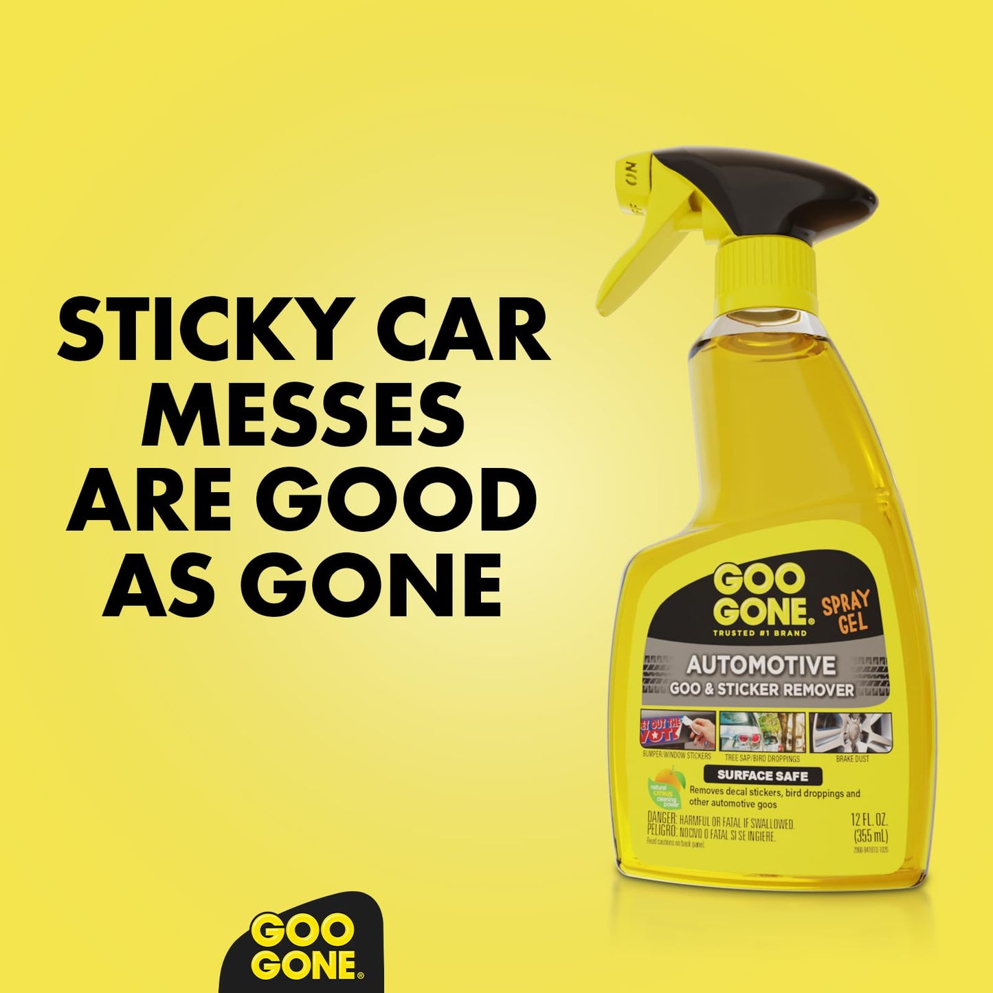 Goo Gone Automotive - Cleans Auto Interiors/ Bodies and Rims, Removes Bugs & Stickers - 12 Fl. Oz.