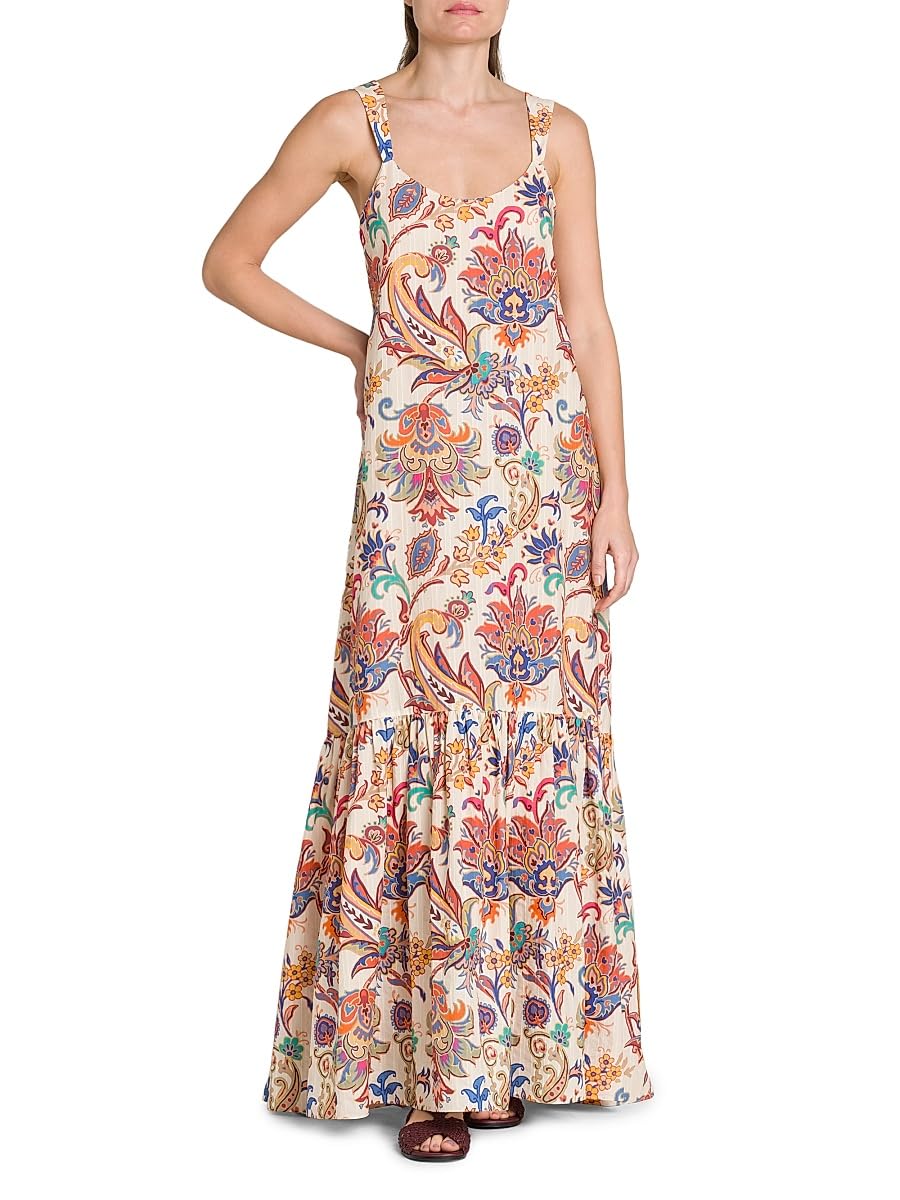 Etro, Floral Tapestry Tank Maxi Dress, 38 (2), Stampa Bianco