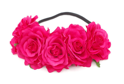 DreamLily Women's Hawaiian Stretch Flower Headband for Garland Party BC12 (Fuchsia)
