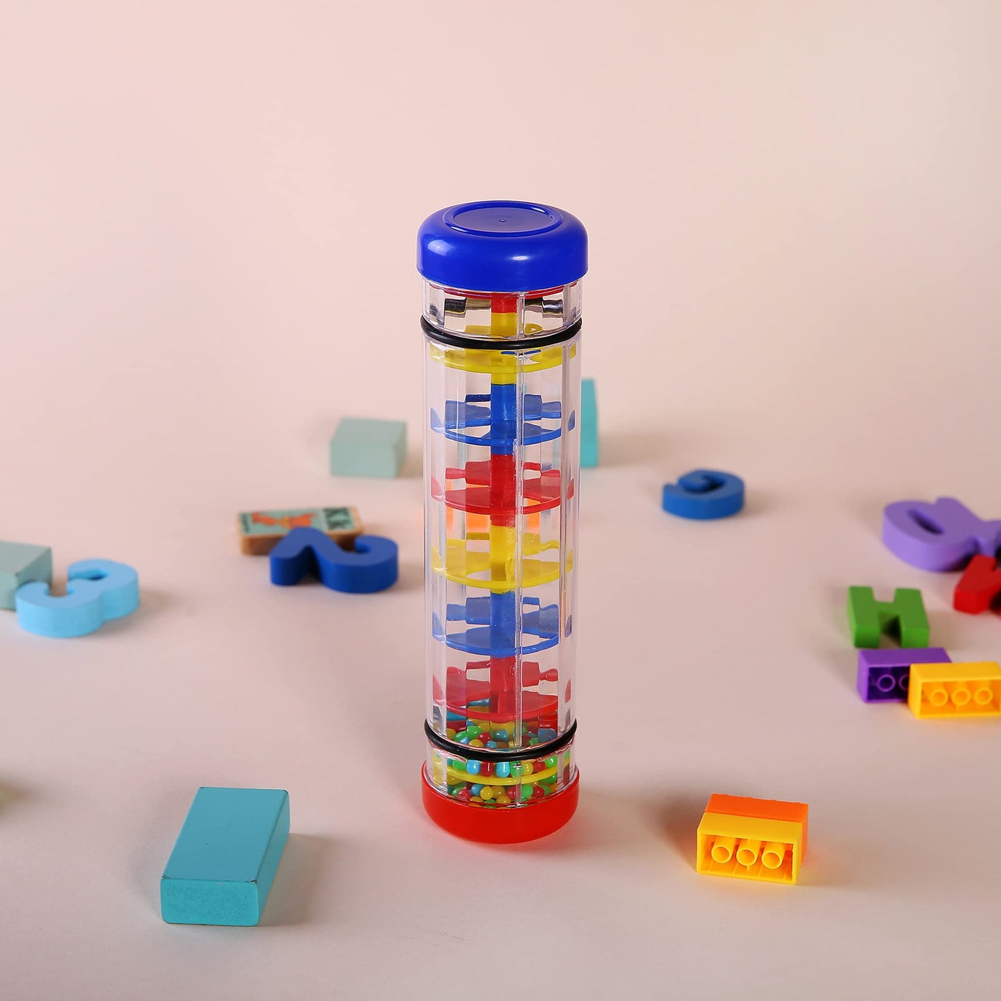 2 Pack Rainmaker Rain Stick Musical Instrument for Babies, Toddlers and Kids, 8 Inch Rainfall Rattle Tube Rainstick Shaker Toy