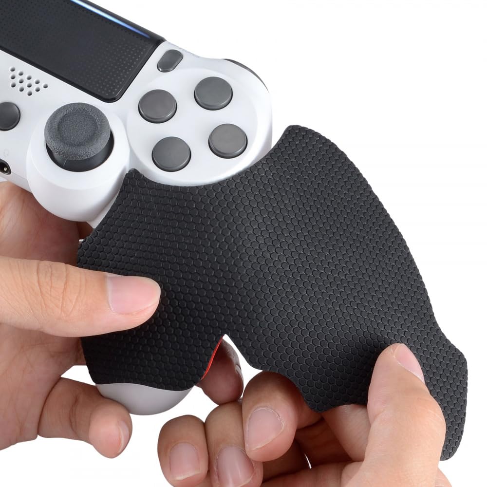 eXtremeRate Black Anti-Skid Sweat-Absorbent Controller Grips for ps4 Controller, Professional Textured Soft Rubber Handle Grips for ps4 Slim Pro Controller - Improve The Grip and Comfort