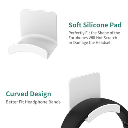 HomeMount Headphone Stand Headset Holder - Adhesive Gaming Headphone Hanger Hook Desk Mount for Most Headphone & Controller (White)
