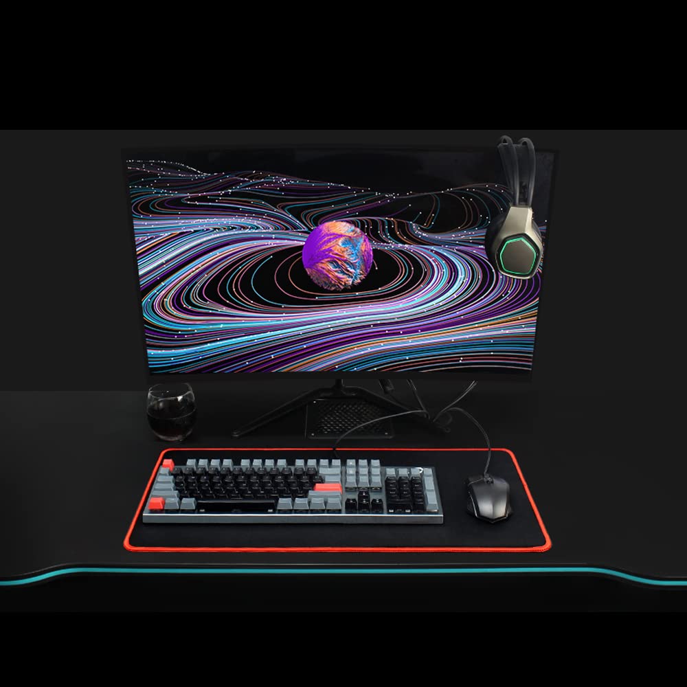 Large Gaming Mouse Pad Mat 11.8x23.6 Inches with Red String Stitched Edge Non-Slip Rubber Base Washable Resilient for Office Home Computers Laptop Table Mouse Pads Mats Accessory