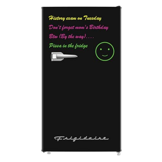 Frigidaire EFR331 Single Door Compact Refrigerator - Adjustable Thermostat Control - Reversible Doors - Front Blackboard, Write and Erase - Ideal for Dorm, Office, RV, Room - Black, 3.2 Cubic Feet