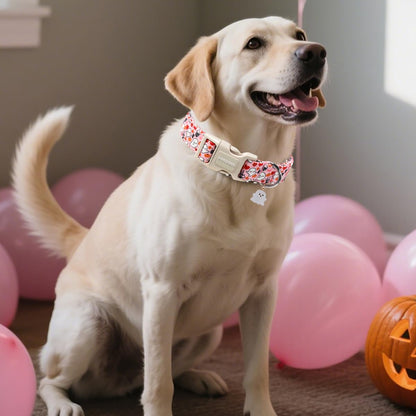 DOGWONG Halloween Dog Collar, Pink Halloween Dog Collar Adjustable Soft Cute Ghost Girl Pet Dog Collars Cute Puppy Necklace for Small Medium Large Dogs