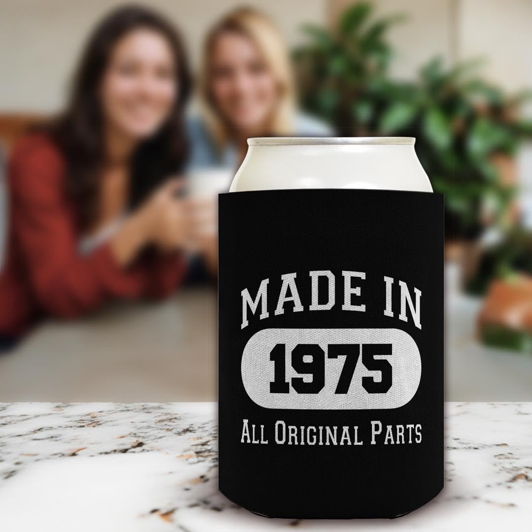 50th Birthday Gifts For Women Made In 1975 Original Parts 2-Pack Can Drink Thermocoolers Black