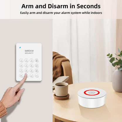 GRSICO Wireless Alarm System 9 Piece Kit, WiFi Alarm System for Home Security with Phone APP Alert (Alarm Siren, Keypad, Remote, Motion, and Door Sensors) for Home, Apartment, Compatible with Alexa