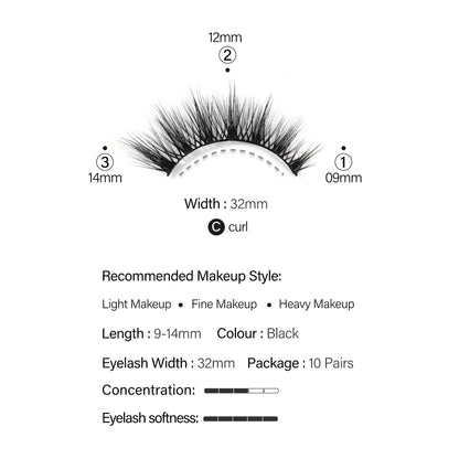 Happy Heartbeat 3D False Eyelashes Spiky Wispy Natural Cat Eye Manga Fluffy Soft Faux Mink lashes Reusable Short Fake Lashes 10 Pairs(H2)