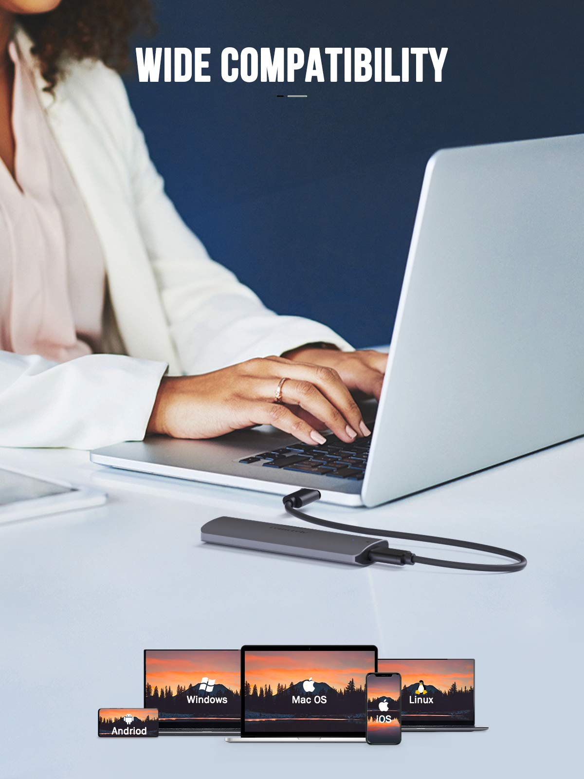 Lemorele M.2 NVMe Enclosure,USB 3.2 Gen2 10Gbps Tool-Free ,SSD Enclosure for NVMe PCIe M-Key,Nvme USB Adapter Support UASP Trim for 2280 2260 2242 2230(Sata NOT Supported)