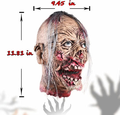 Halloween Decoration Props, Scary Hanging Severed Head Life-Size Bloody Latex Zombie Head for Haunted House Halloween Party Yard Bar Decor