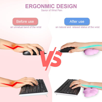 Cloud Wrist Rest for Keyboard, Ergonomic Gaming Wrist Pad Palm Rest - Gifts for Office & Gamers, Memory Foam Wrist Support for Pain Relief, Mouse Pad Rest Support, Portable & Washable, Light Lilac