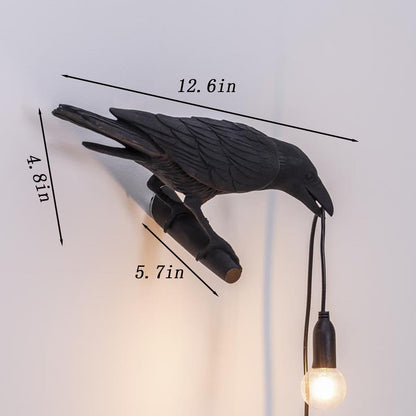 HGomx Raven Desk Lamp, Black Resin LED Bird Lamp for Bedroom/Office/Living Room/Farmhouse Art Deco with Plug (Left)