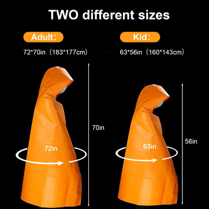DIBBATU Fireproof Cloak, Fire Escape Cloak, Extra Big Fireproof Fiber Cape, Emergency Used as A Fire Blanket, Head Protection Fire Escape kit for Household, Office Home (Orange, 72 * 70in)