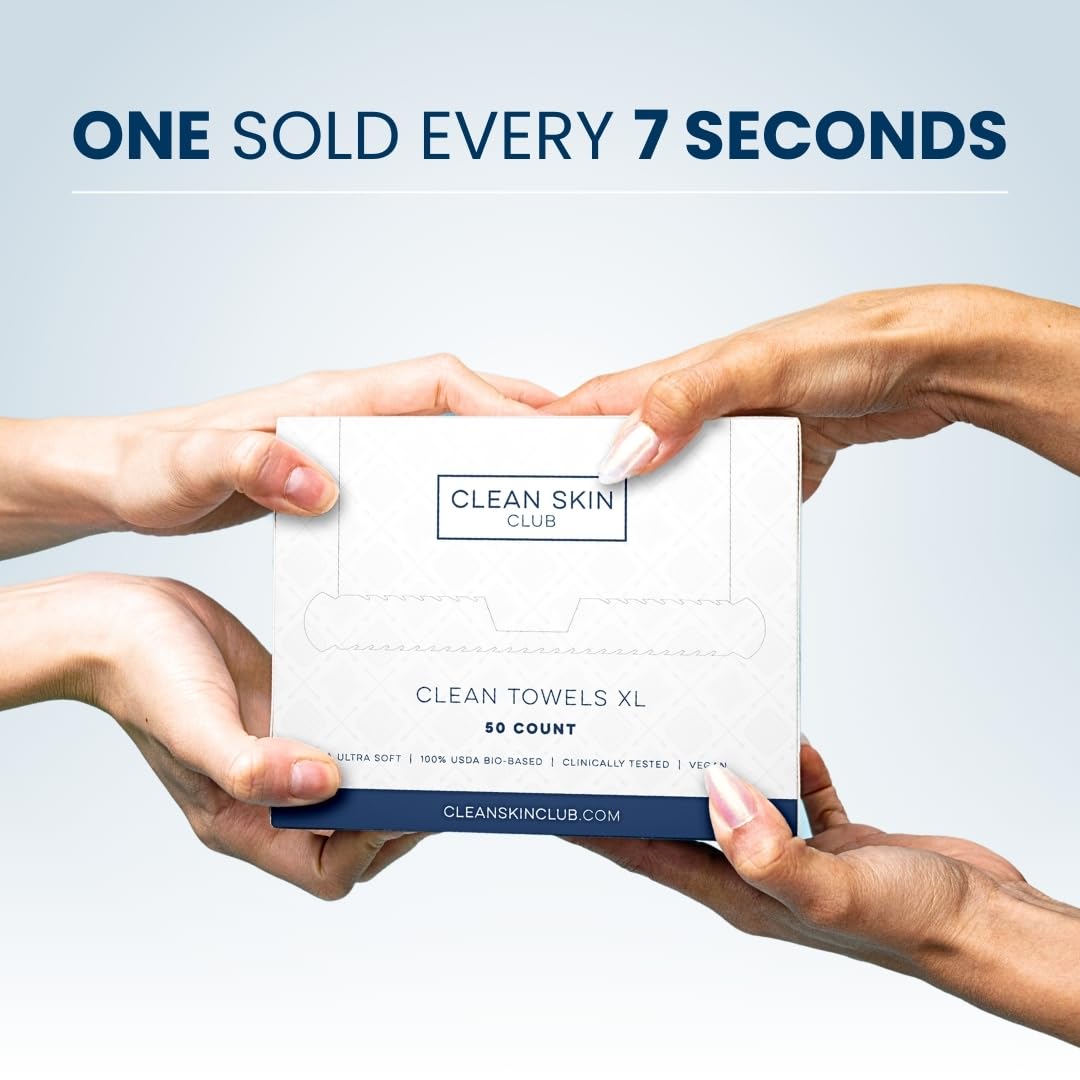 CLEAN SKIN CLUB Luxe Bamboo Box with Drawer & Towels XL, USDA Certified 100‪%‬ Biobased Dermatologist Approved Face Towel, Disposable Makeup Remover Dry Wipes, Facial Wash (Bamboo Container Drawer)