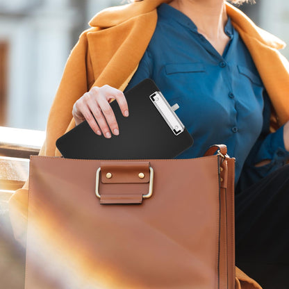 A5 Clipboard with Storage, 6 x 9'' Nursing Clipboards Foldable Storage, Plastic Clipboards Foldable, Office Supplies, School Supplies, Menu clipboards for Work, Black