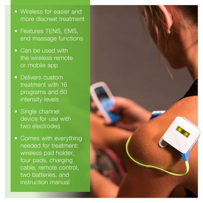 AccuRelief Wireless Tens Unit and EMS Muscle Stimulator - Includes Pulse Massager - Pain Relief Device with Remote and Mobile App, TENS Machine, TENS Device