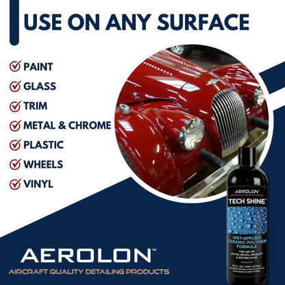 Aerolon Tech Shine: Ceramic Coating for Cars, Car Wax, Car Polish, Ceramic Polymer Coating, Hydrophobic Top Coat Polish and Sealer, Auto Detailing - One Gallon with Applicator Pad