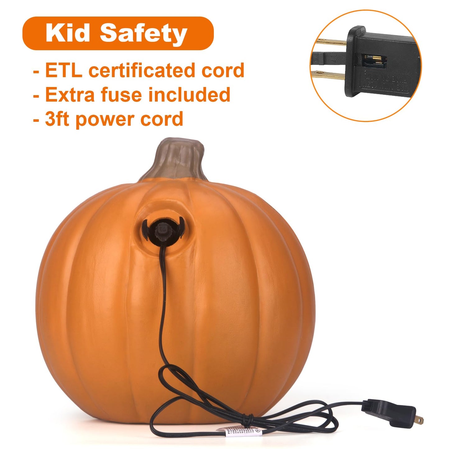 Halloween Pumpkin Lantern, Jack o Lanterns Light Up Pumpkin Decorations, Lighted Pumpkin with LED Bulb Indoor/Outdoor Pumpkin Decoration 11in