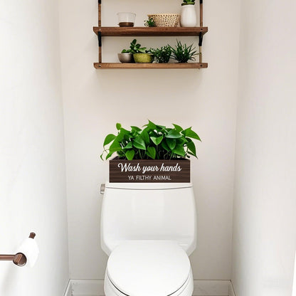 CuffUp Bathroom Decor Box, Toilet Paper Basket 2 Sides Signs Farmhouse Bathroom Toilet Basket Tank Topper Rustic Farmhouse Home Decor for Livingroom Kitchen（One Dark Brown Box）