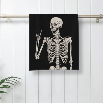 Dewoofly Rock and Roll Skeleton Hippie Skull Soft Fingertip Towels, Hand Towel, Dish Towel for Kitchen All Season 12 x 27.5 inches