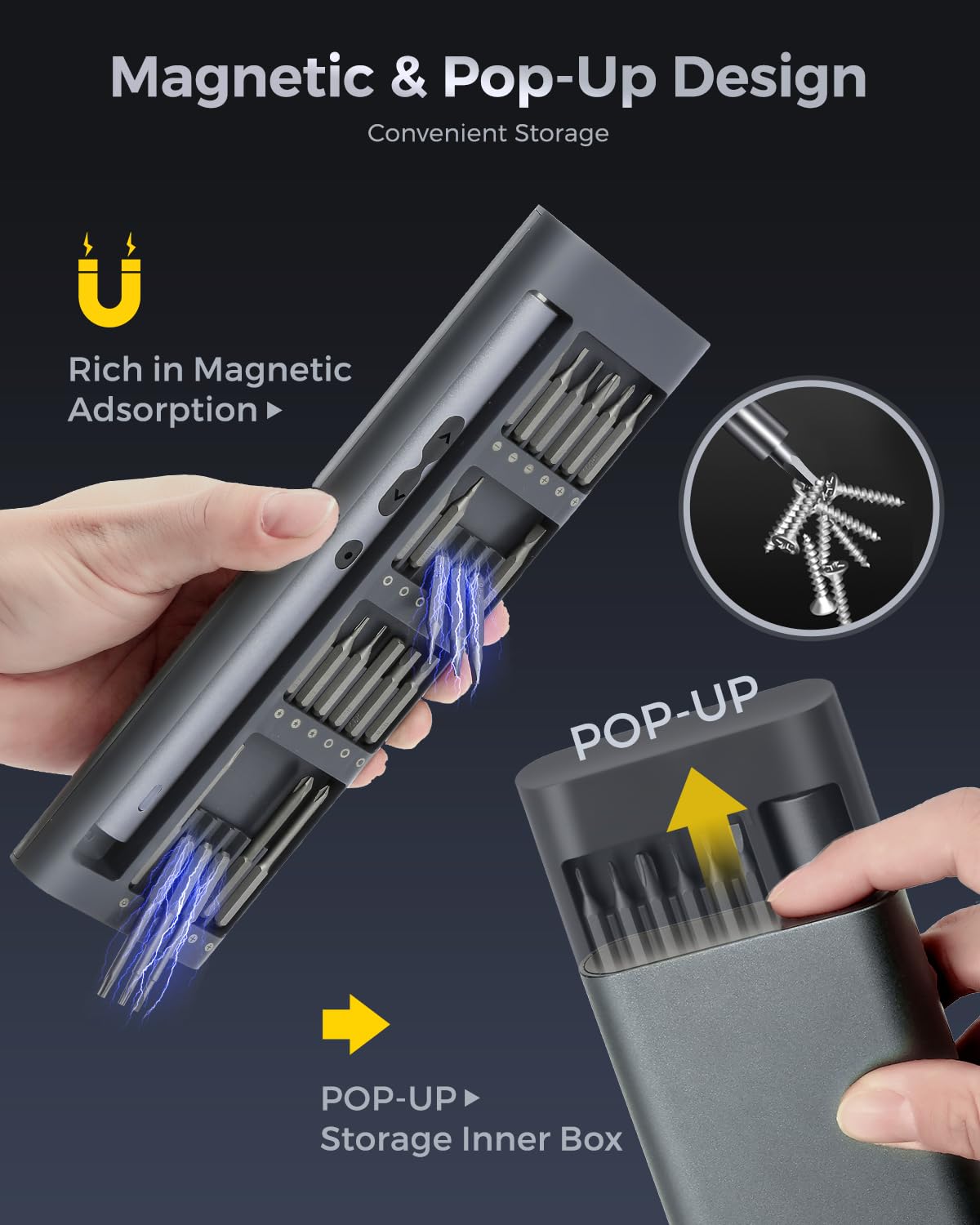 LIFEGOO Mini Electric Screwdriver, 62 in 1 Cordless Precision Power Screwdriver Set with 48 Bits, LED Lights Magnetic Mat, Rechargeable Portable Repair Tool Kit for Phone Watch Camera Laptop PC