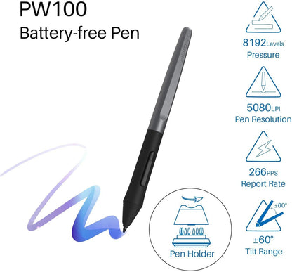 HUION Inspiroy H950P Drawing Tablet, 8x5 inch Digital Art Tablet with Battery-Free Stylus, 8192 Pen Pressure, Tilt, 8 Hot Keys, Graphic Tablet for Design, Writing, OSU, Work with Mac, PC, Mobile