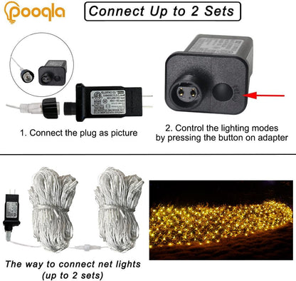 Christmas Net Lights, 360 LED Outdoor Net Mesh Lights for Bushes 21x5 ft, 8 Modes Waterproof Twinkle String Lights Connectable for Christmas Hedge Yard Garden Decor, Warm White