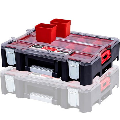 Deep Tray Organizer Box – Heavy-Duty Tool Storage Case with 15 Removable Cups – Hardware, Plumbing, Electrical Connector Container for Garage, Jobsite, or Workshop