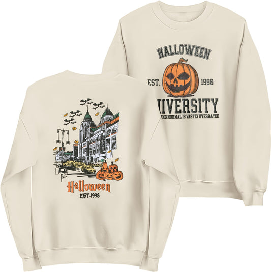 Halloween Sweatshirts for Women Halloweentown University T Shirt Funny Party Spooky Academy Pullover Sweatshirt