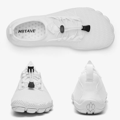 HIITAVE Women Water Shoes Quick Dry Barefoot Beach Shoes Aqua Sport Swim Surf Pool Hiking Diving Shoes All White 7 M US Women
