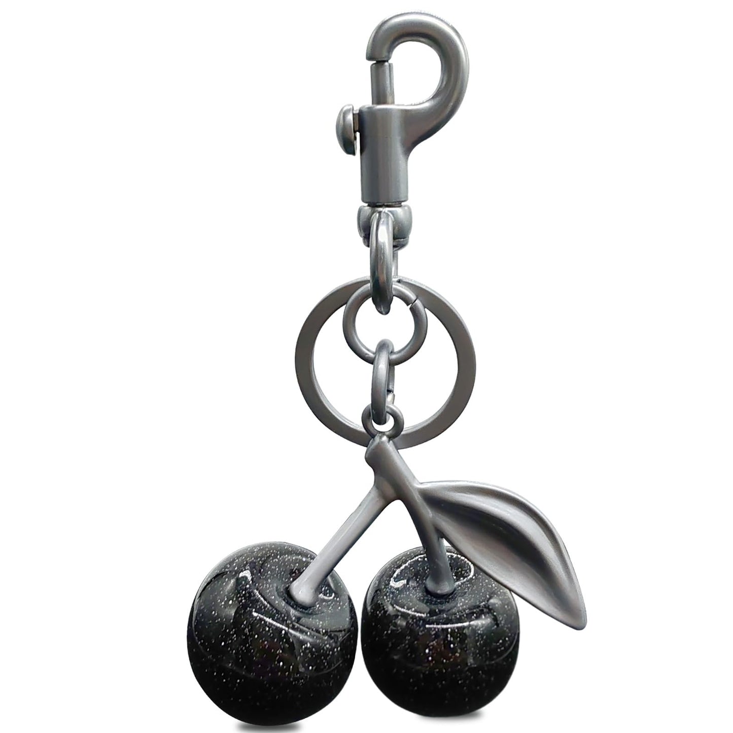 EIOYUMY Cherry Keychain Pendant Bag Charm for Women, Shiny Resin & Metal Accessories for Purses and Handbags (Black)