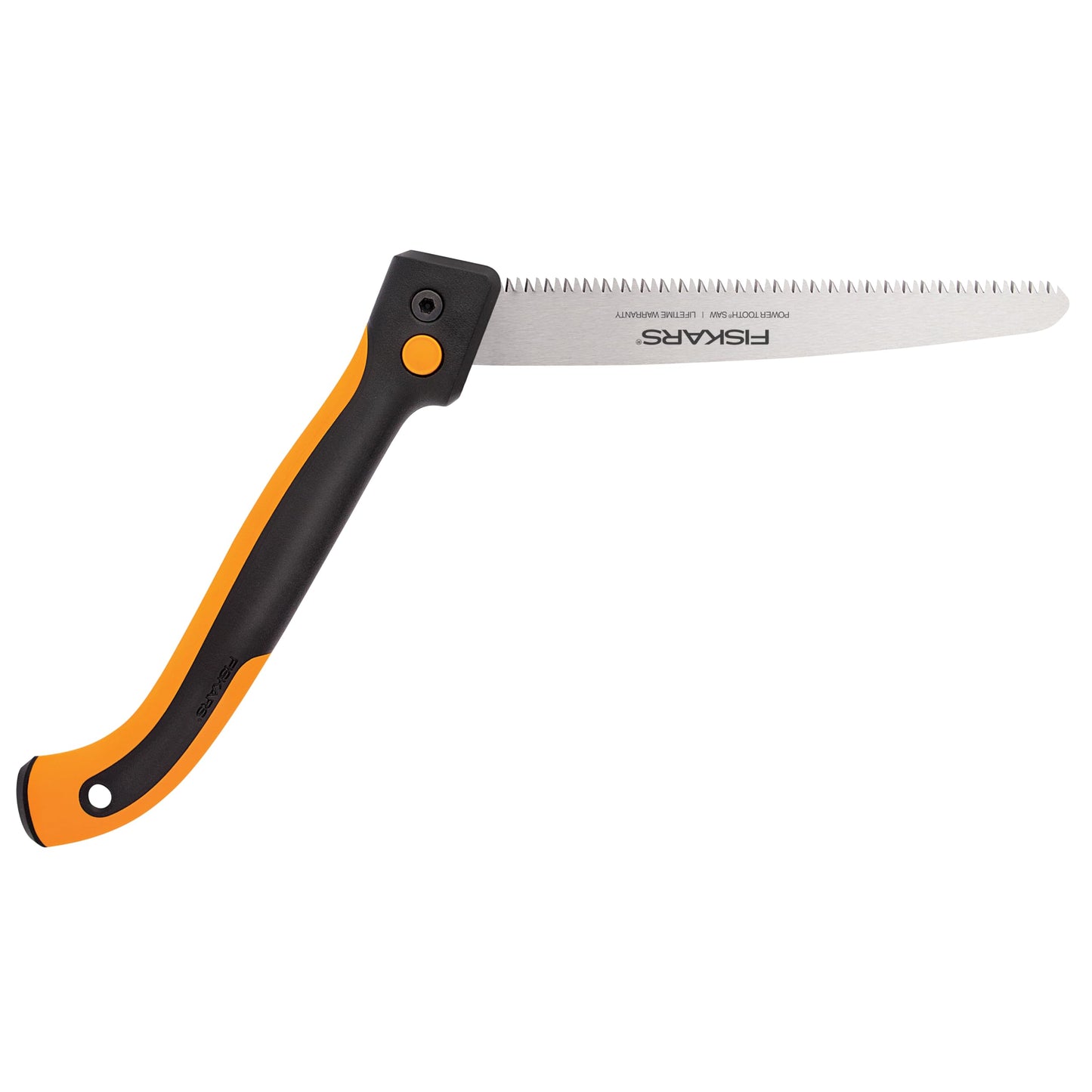 Fiskars Hand Saw, Folding Saw with Dual Position Locking Saw Blade for Overhand Cuts and Under Cuts and Power Tooth Blade with Triple Ground Teeth, Soft Grip 10-Inch Pruning Saw