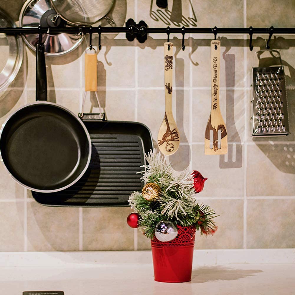 Halloween Idea Utensil Burned Wooden Spoons Set House Warming Wedding Present Slotted Spoon 5 Piece SpoonSet