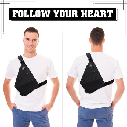 GDOKKNY Anti Theft Crossbody Bag for Women Personal Flex Travel Bag Anti-Theft Cross Body Bag Sling Chest Bag for Men （Black）