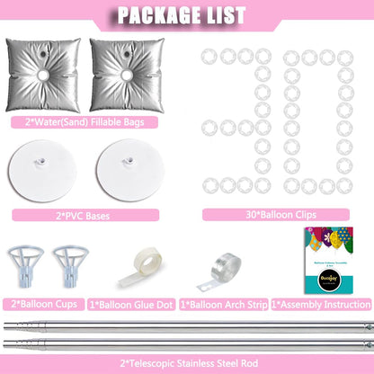 DECOJOY Balloon Column Stand Set of 2, Adjustable 7 Feet Ballon Arch Stands with Bases for Floor, Tall Baloon Tower Pillar Assembly Kit for Halloween, Birthday, Party Decorations