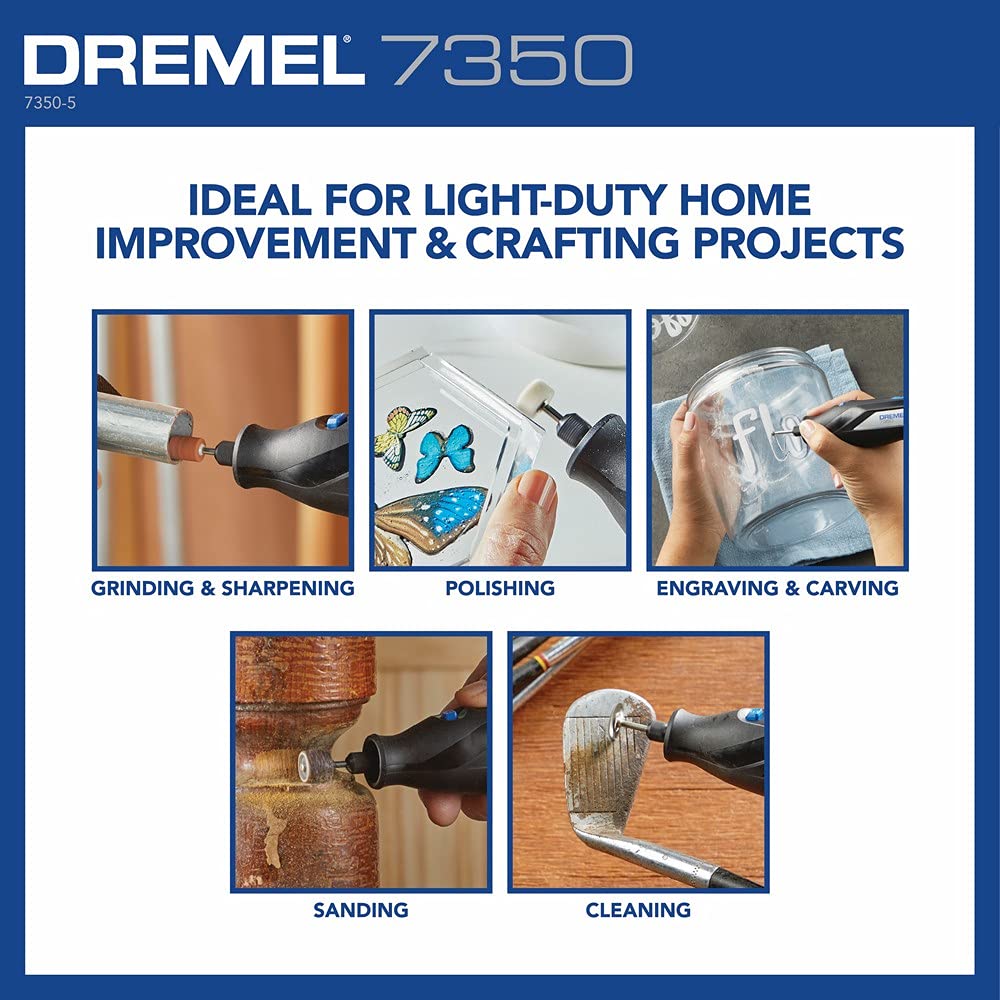 Dremel 7350-5 Cordless Rotary Tool Kit - Includes 4V Li-ion Battery and 5 Rotary Tool Accessories - Ideal for Light DIY Projects and Precision Work
