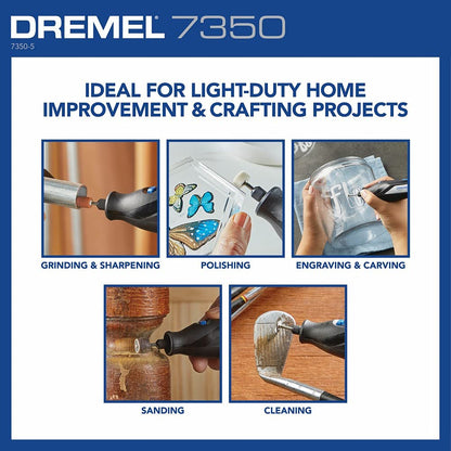Dremel 7350-5 Cordless Rotary Tool Kit - Includes 4V Li-ion Battery and 5 Rotary Tool Accessories - Ideal for Light DIY Projects and Precision Work