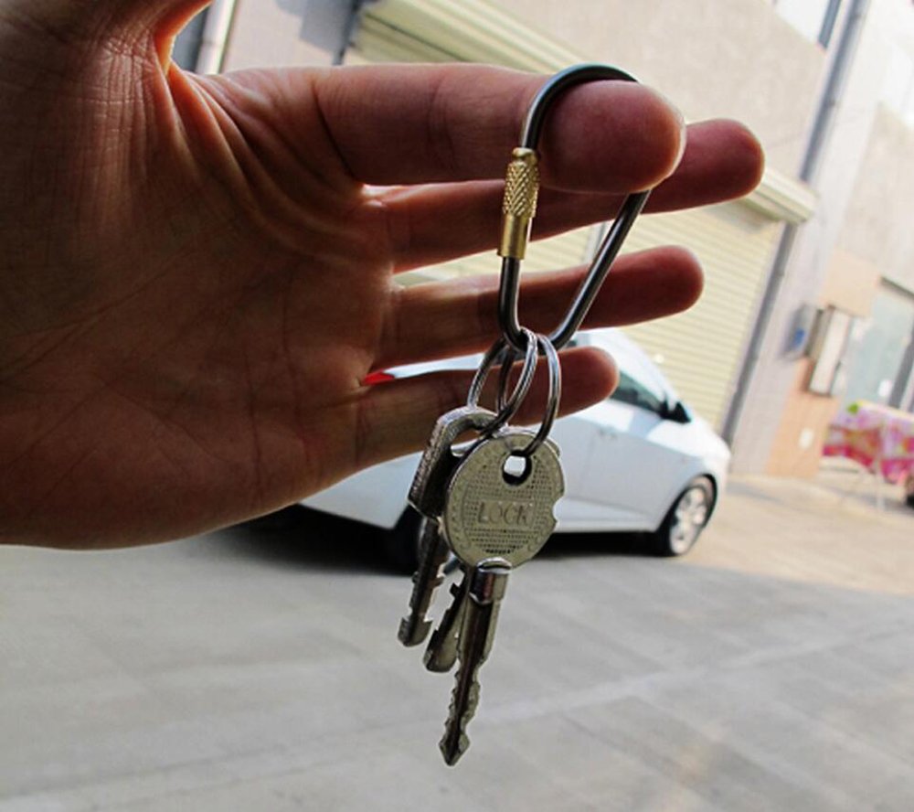 EKLOEN 5pcs MINI Titanium Locking Carabiner, Perfect D-Ring for Outdoor and Indoor Use