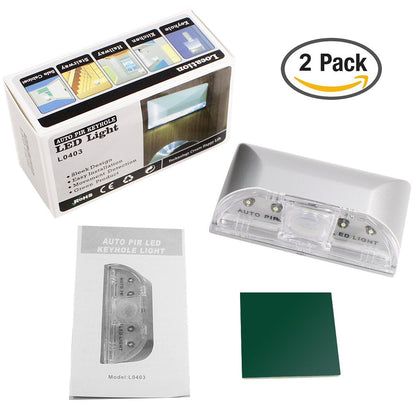2 Pack Keyhole Lights, SENHAI PIR Infrared IR Wireless Door Lock Lamp, Auto Sensor Motion Detector, 4 LED Bulbs