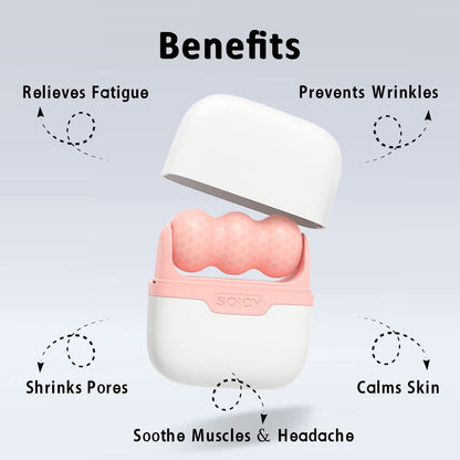 Leeshine Ice Roller for Face and Eyes - Facial Skin Care Tools with 2 in 1 Roller and Travel Case to Reduce Puffiness and Relief Migraine, Pain. Women Gift (Pink)