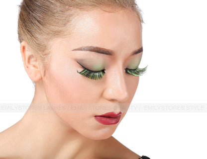 EMILYSTORES Green Fortune Teller Costume Halloween Eye Lashes For Party Looking1 Pairs