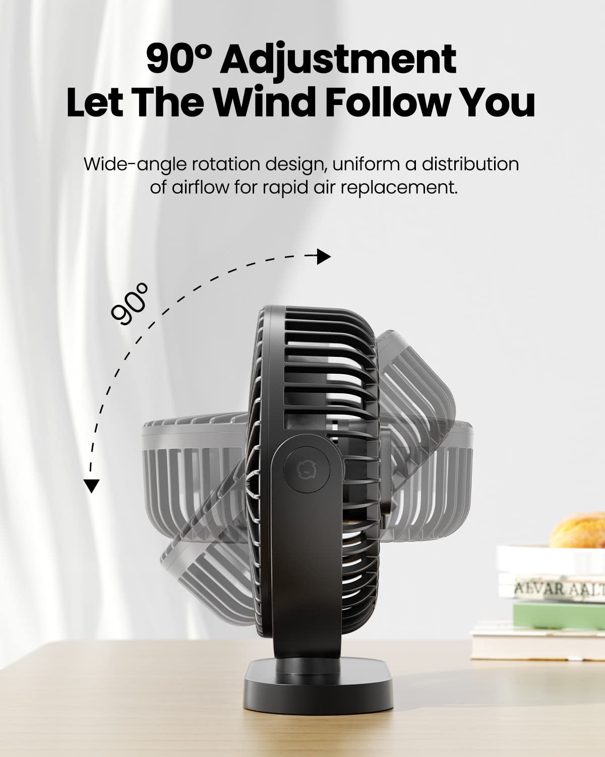 Gaiatop USB Desk Fan, 5.5 Inch Small Quiet Powerful 3 Speeds 90° Rotate, Personal Mini Portable Desktop Table Fans, Cooling for Home Office Car Travel Indoor Outdoor Pink