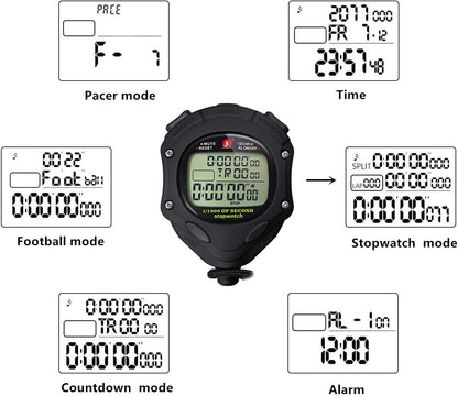 Digital Stop Watch 100 Lap Memory, 0.001second Timing Backlight Stopwatches Timer with Countdown Alarm Clock for Sports Coach Running