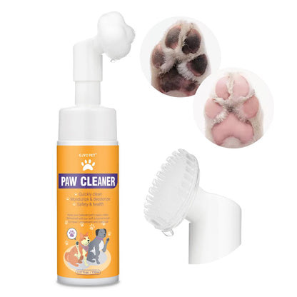 GJYC PET Paw Cleaner for Dogs and Cats,Magic Foam - Clean Paws Rinse Free Foaming Cleanser-Dry Shampoo, Foot Cleaner Brush - with Rose Extract, Odor Control Wash - Good for Puppy