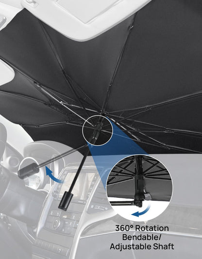 JOYTUTUS Windshield Sun Shade Umbrella, Fit for Ford 2015-2024 F150 F250 F350, with 360° Rotation Bendable Shaft, Titanium Silver Coating for UV Ray Block, Car Front Window Sun Shade Keep the Car Cool