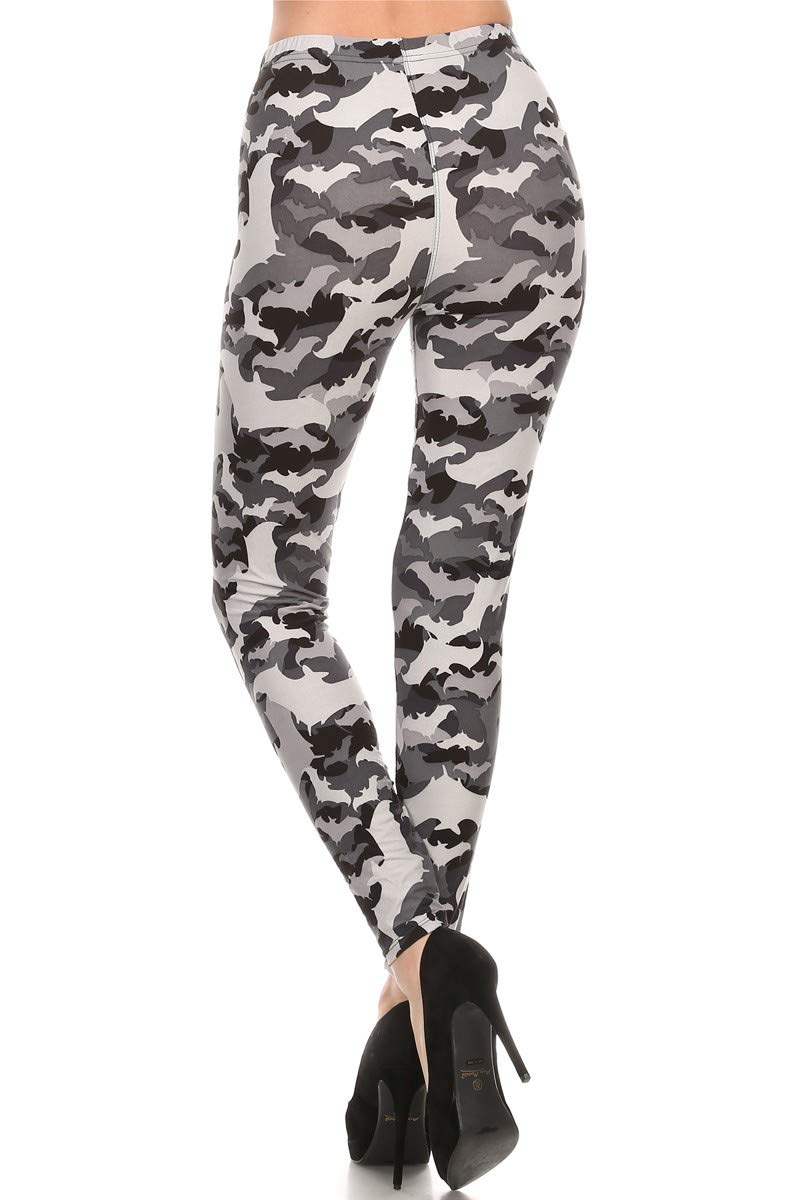 Leggings Depot High Waisted Camouflage & Multiple Print Leggings for Women-Full Length-R504, Bats, One Size