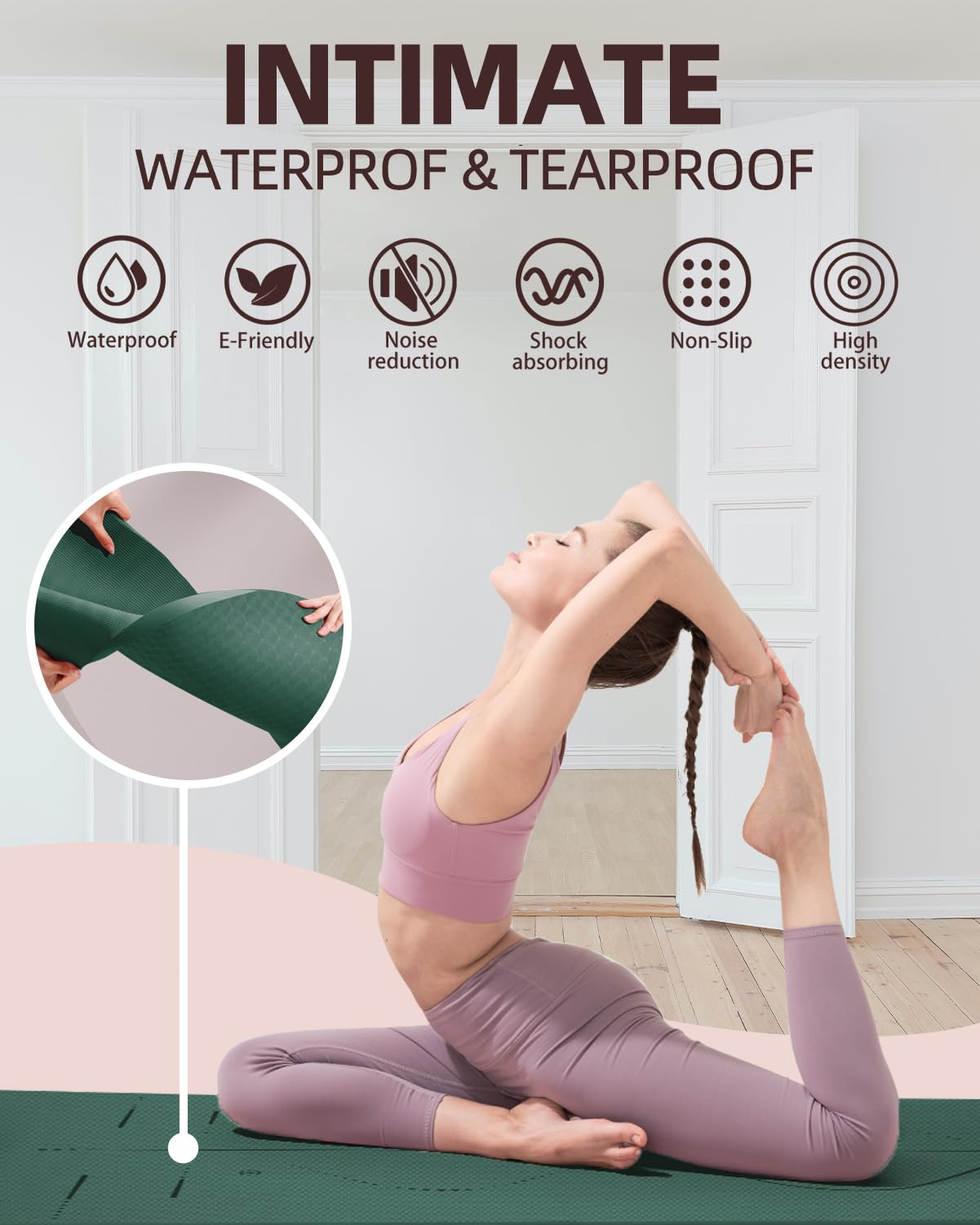YOTTOY Yoga Mat, 72"x 32"x1/3" Extra Wide Non-Slip Exercise Fitness Yoga Mats,Eco-Friendly TPE Exercise Mats for Women Men Home Workout with Strap Bag (Modern, 72x32x1/3)