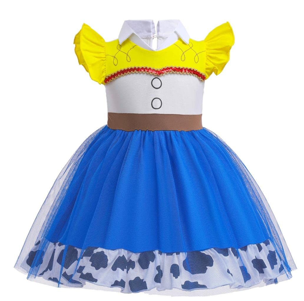 Dressy Daisy Cowgirl Tulle Dress for Baby Girls Halloween Fancy Party Costume Summer Outfits Size 12-24 Months Blue, Style 25